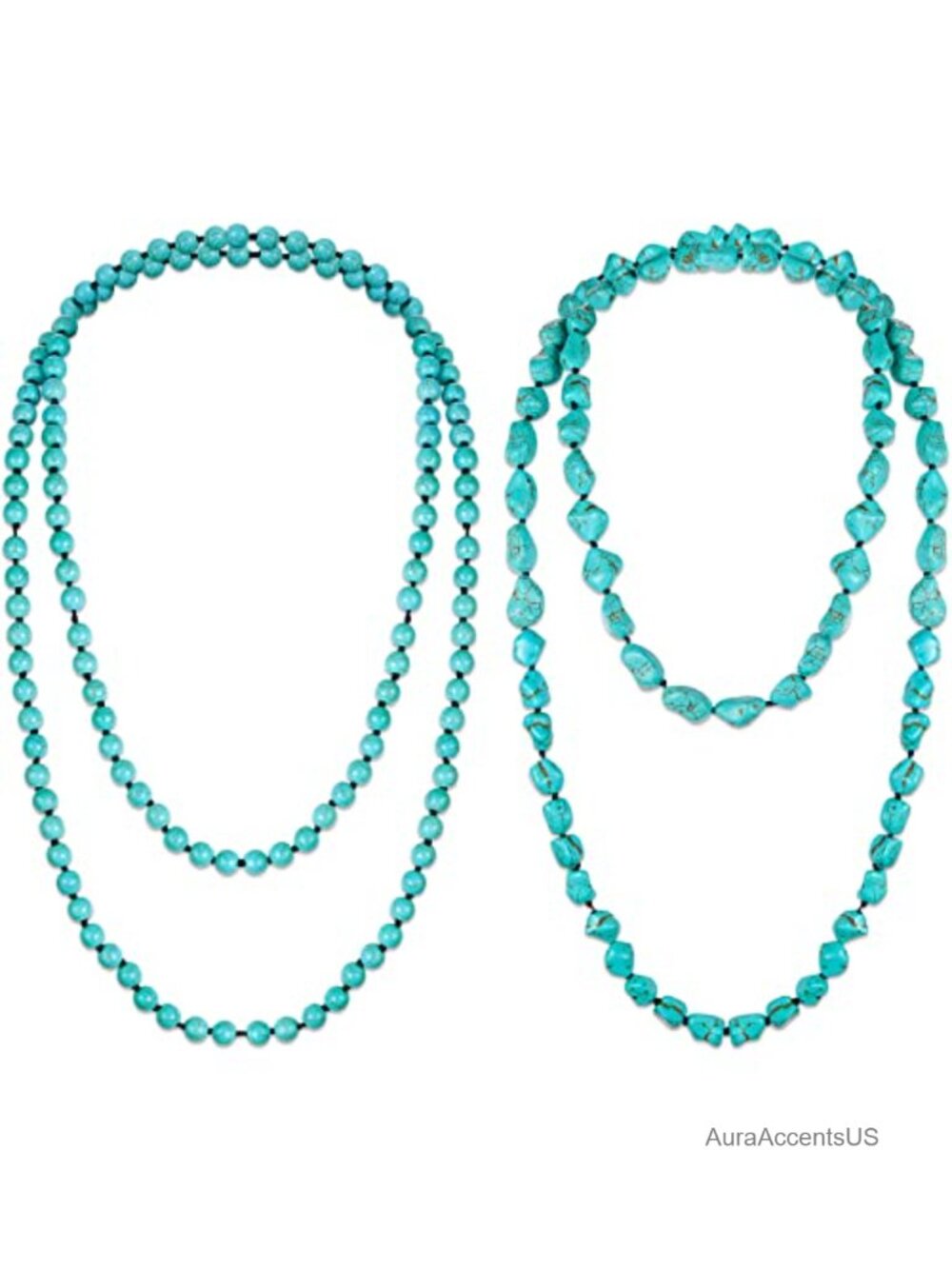 Long Beaded Necklace Women 47.5 Inch Synthetic Turquoise Strand Boho